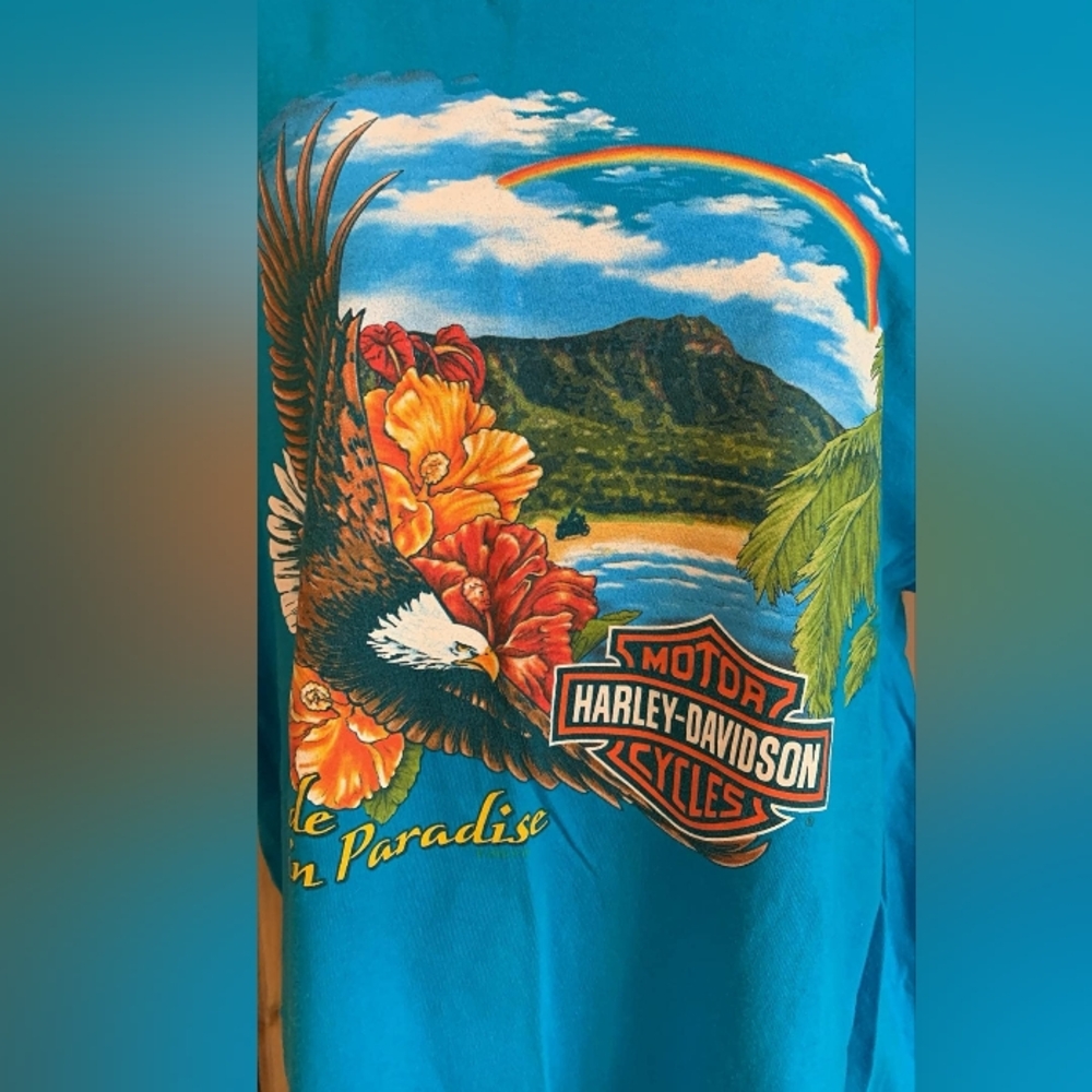 2002 Vintage Harley-Davidson Blue Maui, Hawaii, T-Shirt Size XL - Picture 3 of 7